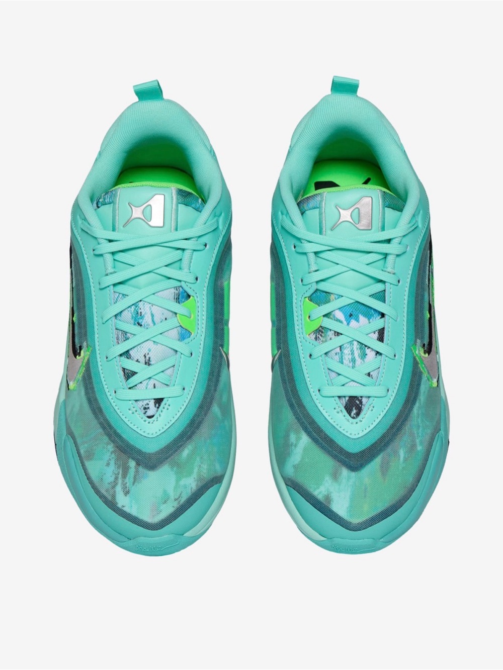 NWOB Nike A'One KC Size 3Y Metallic Silver/Washed Teal/Bleached Turquoise